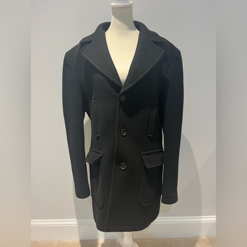 Club Monaco Black Knit Pea Coat Womens Size XL